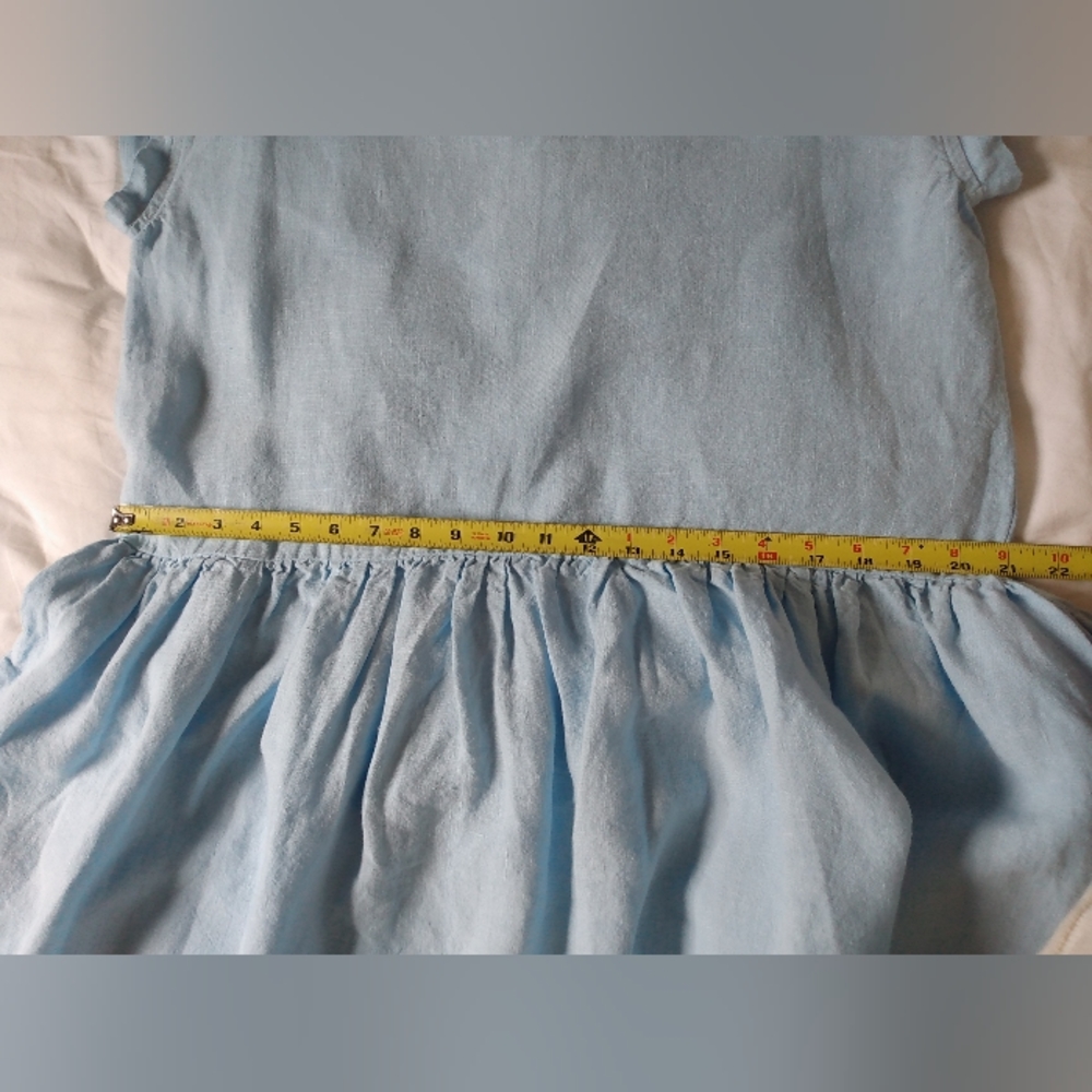 Nantucket Summer 100% Linen Sea Blue Beach Dress Classic House Picnic Cottage L - Picture 12 of 16